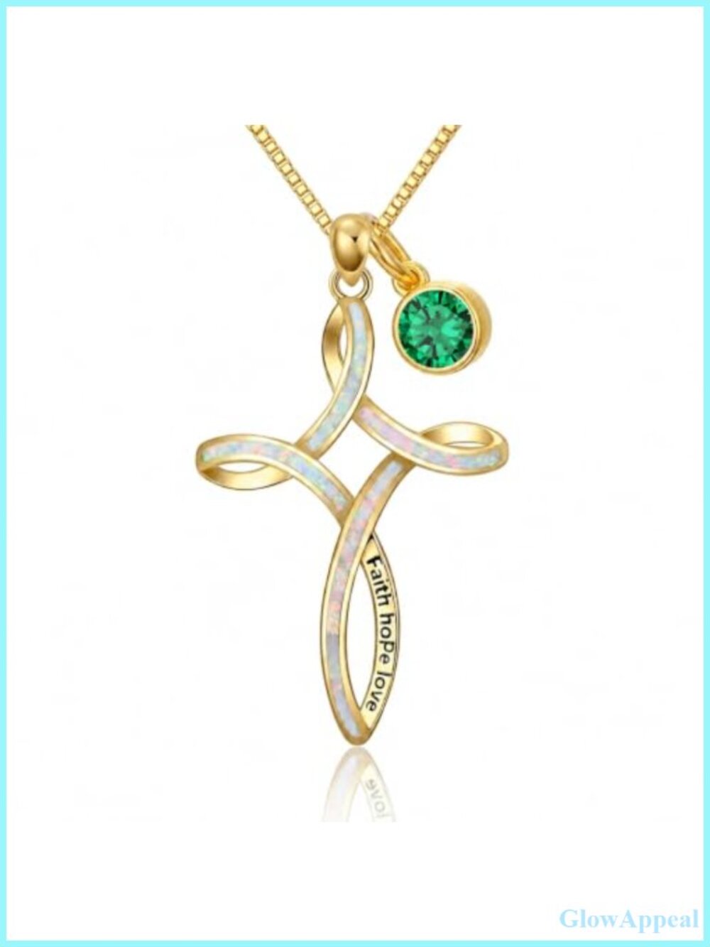 14K Gold Plated Celtic Cross Necklace Created Opal Birthstone Pendant